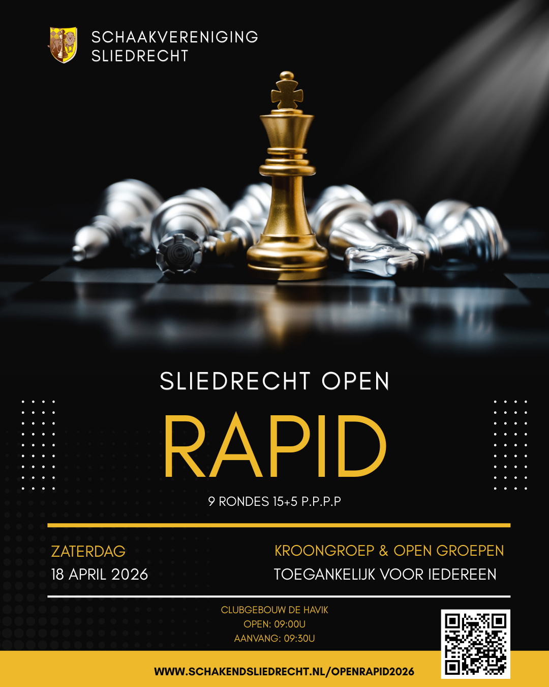 INSCHRIJVING GEOPEND: Sliedrecht Open Rapid 2026 (incl. voorlopige deelnemerslijst)
